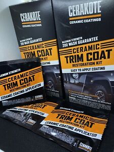 Cerakote Ceramic Coating Trim Coat Kit, 2 XL-Wipes RESTORES & PROTECTS PLASTIC