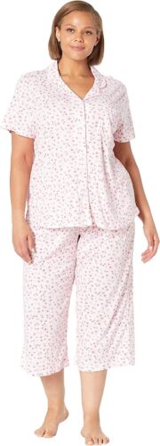 Karen Neuburger Short Sleeve Girlfriend Top and Cozy Bottom Pajama Set, Pinky