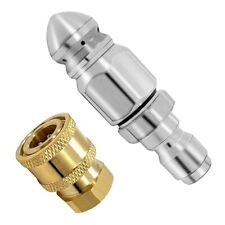 2Pc 5000PSI Sewer Nozzle with Pressure Washer Coupler, Brass Fittings
