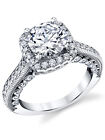 Womens Sterling Silver 925 2ct. Engagement Wedding Ring Scalopped Cubic