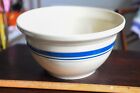 Large Roseville Pottery 6 Qt Mixing Bowl Blue Cream Stripe 12