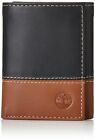 Timberland Men's Premium Genuine Leather Trifold Wallet Black-Brown