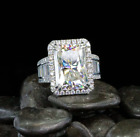 Giant 5.45 TCW Radiant Cut Halo Moissanite Engagement Ring 14K White Gold Plated