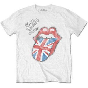 The Rolling Stones Vintage British Tongue T-Shirt White New