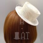 (2pcs) Sinamay Fascinator Mini Porkpie Top Hat Woman Millinery DIY Base | Ivory