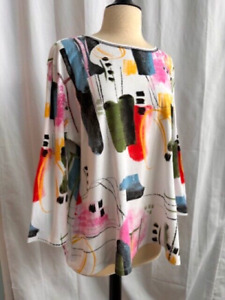 Jess & Jane Dreaming Multicolor Abstract Print Cotton Tunic Top - Size XL