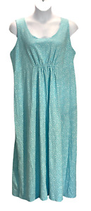 Fresh Produce Sz 2X Stretch Knit Maxi Dress Cut-Out Back Empire Waist Blue/White