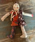 Vintage RARE  Jester Clown Doll Figure Cloth Body With Paper Mache Face 14” Tall