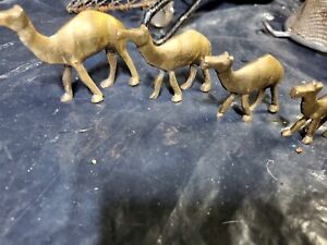 Vintage Small Miniature Brass Camel Home Statue Decor Lot Of 4