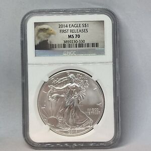 2014 MS-70 FIRST RELEASE SILVER EAGLE NGC BALD EAGLE LABEL
