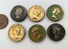 Vintage 21mm Glass Nero Caesar Roman Coins Looped Finding on Back
