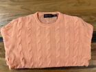 Ralph Lauren Purple Label Peach Cashmere Cable Knit Sweater Italy Preppy Spring