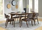 Mid Century Modern Dark Walnut Brown Table & Chairs - 7pcs Dining Room Set IC7V