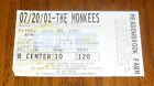 The Monkees concert ticket, 7-20-2001 Meadowbrook Farm, Gilford, NH Davy Jones