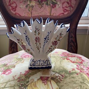 Ceramic hand made Portugal Five Finger vase, 1 small chip, tulip vase