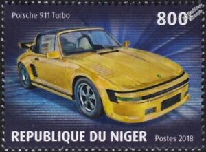 PORSCHE 911 TURBO Sports Car Automobile Stamp (2018 Niger)