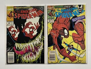 Amazing Spider-Man Comic Lot #345 #346 1991 Newsstands 1st App Carnage Symbiote