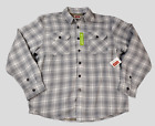 Wrangler Flannel Shirt Jacket Men Large Sherpa Lined Button Up Gray Plaid NEW