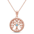Tree of Life Pendant Necklace Simulated Birthstone 14K Rose Gold Plated Silver