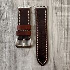 Brown Lychee Leather Watch Strap 26mm Wide Band For Apple Watch Ultra 1 2 49mm
