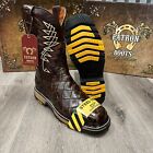 MEN'S STEEL TOE WORK BOOTS FISH PRINT SAFETY DUAL SOLE SQUARE TOE BOTAS ACERO