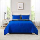 7-Piece Reversible Blue Queen Size Bed in a Bag Comforter Set with Sheets Home