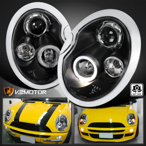 Black Fits 2002-2006 Mini Cooper S Replacement LED Halo Projector Headlights (For: Mini)