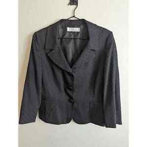 Tahari Womens Sz 10 Suit Jacket Blazer Black and Purple Sheen 3 Button