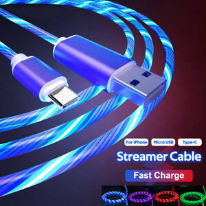 3 in 1 LED Fast Charging Cable Cell Phone Charger Cord For iPhone Type-C USB