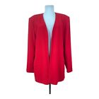 Casual Corner Women's Size 16 Vintage Blazer Jacket Solid Red Open Front Lined