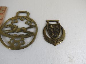 Brass Horse Medallion Vintage English SET OF 2 HORSE ,GUERNSEY SET SHIPPING