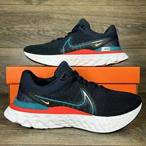 Nike Mens React Infinity Run Flyknit 3 Navy Blue Athletic Running Shoes Sneakers
