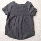 Prana Tunic Blouse Shirt Top Gray Baby Doll Short Raglan Sleeve Small Women S