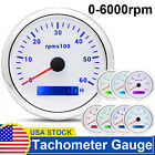 85mm Marine Tachometer 0-6000 RPM Boat Gauge Digital LCD Hourmeter 7 Colors LED
