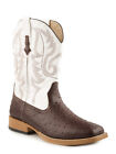 Roper Mens Square Toe Brown Faux Ostrich Leather Western Cowboy Boots