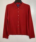 Charter Club 2 Ply Cashmere Sweater Womens L Red Button Front Cardigan Collared