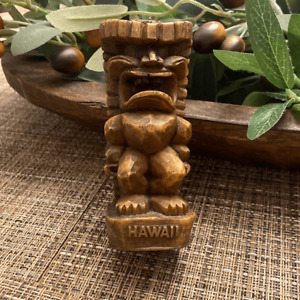 Hawaiian Tiki Carved Statue Wood-Like Resin Hawaii Tiki Figurine