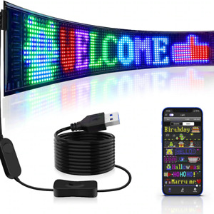 LED Matrix Panel USB 5V Scrolling Bright RGB Light Signs for Car Bluetooth App C