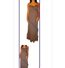 VIVIENNE BY VIVIENNE TAM TAUPE RUFFLED MAXI DRESS SIZE XS