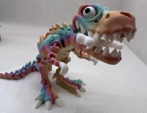3D Printed Flexi Factory Articulated Skeleton T-Rex Fidget Toy Pastel Rainbow