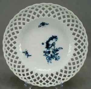 18th Century KPM Berlin Hand Painted Blue Butterfly & Floral Reticulated Plate