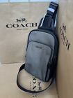 NWT Coach CO994 Men Ethan Pack Canvas & Leather Mixed Gunmetal/olive Drab Ori