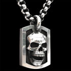 Vintage 925 Silver Skull Necklace Pendant Chain Women Men Gothic Jewelry Gifts