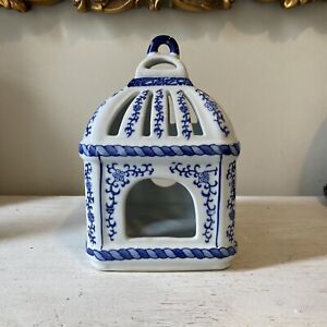 Blue and white chinoiserie bird cage