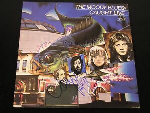 Moody Blues-Caught Live +5-1977 NM LP Autographed by Justin, John & Ray Thomas!