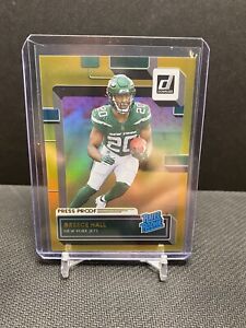 2022 Donruss-Breece Hall-Holo Premium Press Proof-Rated Rookie-Gold #314 Jets