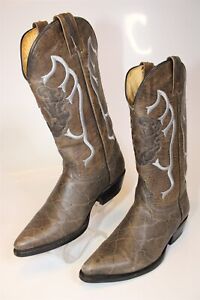 El General Mens MEX 26.5 US 8 Tall Brown Leather Cowboy Western Boots