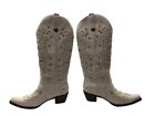 Rose Gentle Women’s White Leather/Suede Embroidered Cowboy Boots Size US 10