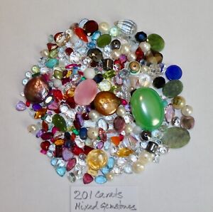 201 Carats mixed loose gemstones gem stones lot from gold silver jewelry