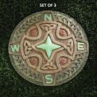Set of 3 Celtic Glow-In-the-Dark Compass Stepping Stones Polyresin 10